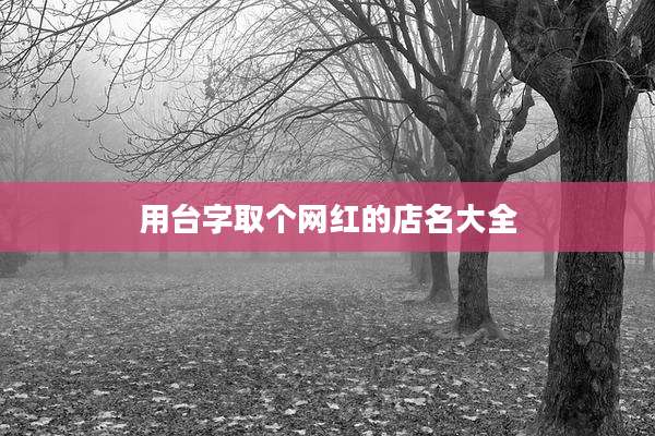 用台字取个网红的店名大全