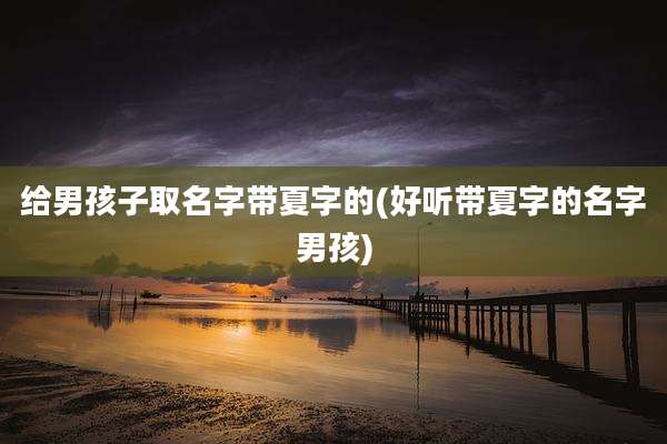 给男孩子取名字带夏字的(好听带夏字的名字男孩)