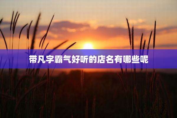 带凡字霸气好听的店名有哪些呢