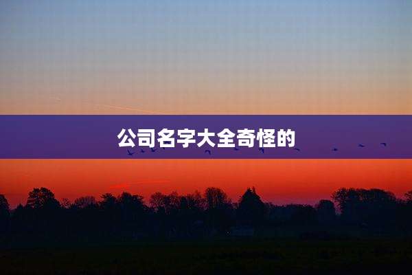 公司名字大全奇怪的
