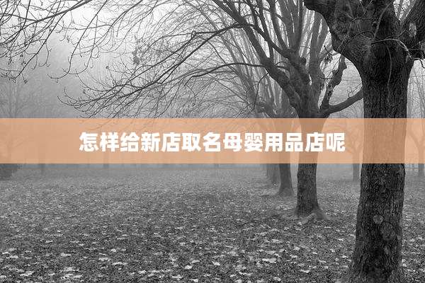 怎样给新店取名母婴用品店呢