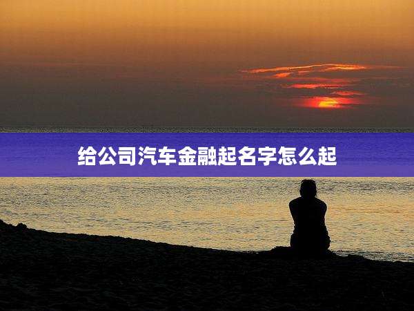 给公司汽车金融起名字怎么起