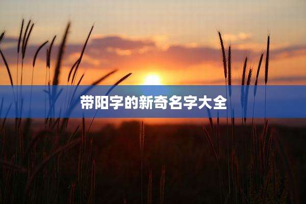 带阳字的新奇名字大全