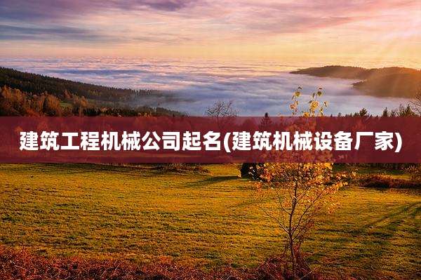建筑工程机械公司起名(建筑机械设备厂家)