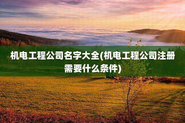 机电工程公司名字大全(机电工程公司注册需要什么条件)