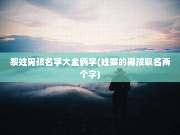 黎姓男孩名字大全俩字(姓黎的男孩取名两个字)
