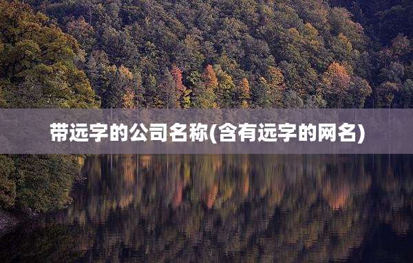 带远字的公司名称(含有远字的网名)