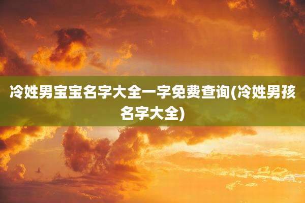 冷姓男宝宝名字大全一字免费查询(冷姓男孩名字大全)
