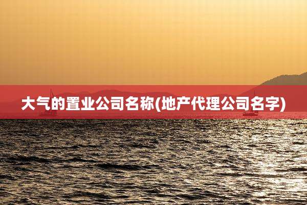 大气的置业公司名称(地产代理公司名字)