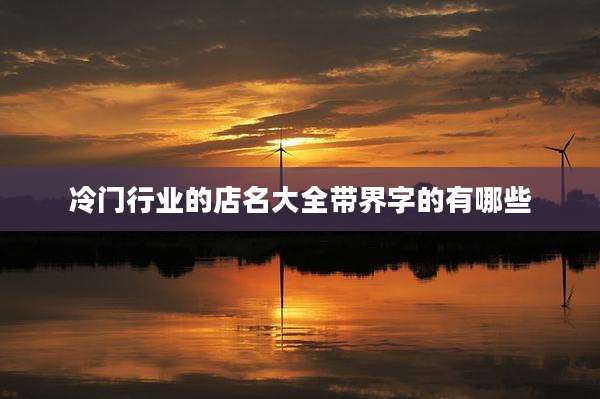 冷门行业的店名大全带界字的有哪些