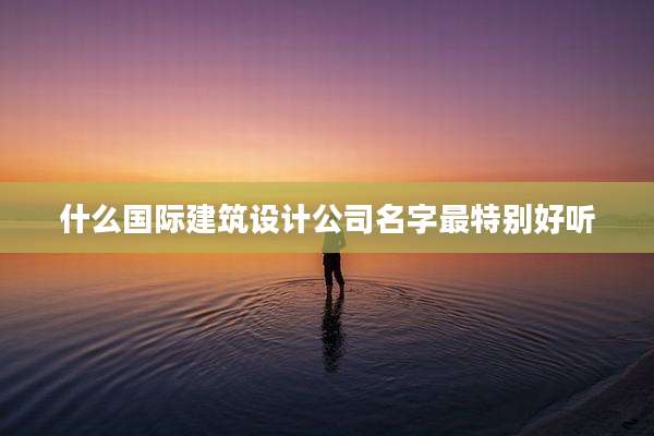 什么国际建筑设计公司名字最特别好听