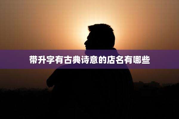 带升字有古典诗意的店名有哪些