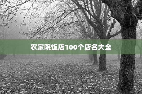 农家院饭店100个店名大全