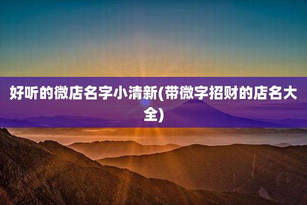好听的微店名字小清新(带微字招财的店名大全)