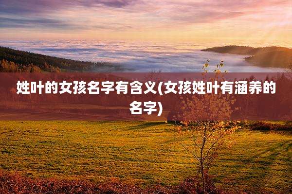 姓叶的女孩名字有含义(女孩姓叶有涵养的名字)