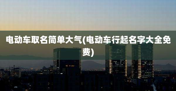 电动车取名简单大气(电动车行起名字大全免费)
