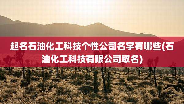 起名石油化工科技个性公司名字有哪些(石油化工科技有限公司取名)
