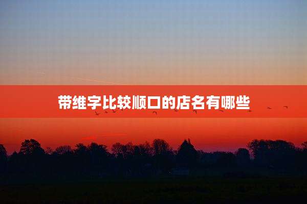 带维字比较顺口的店名有哪些
