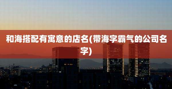 和海搭配有寓意的店名(带海字霸气的公司名字)