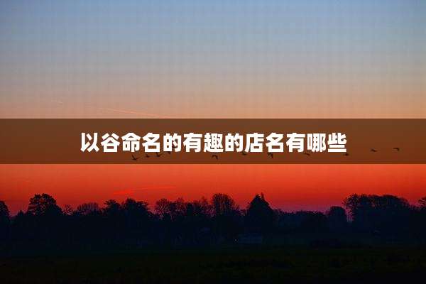 以谷命名的有趣的店名有哪些