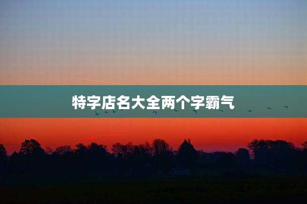 特字店名大全两个字霸气