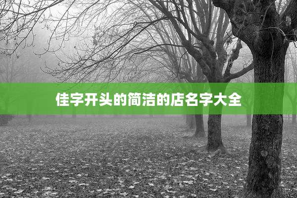 佳字开头的简洁的店名字大全