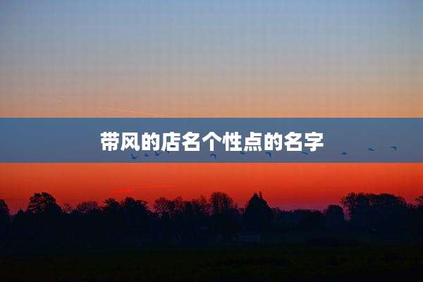 带风的店名个性点的名字
