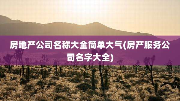 房地产公司名称大全简单大气(房产服务公司名字大全)