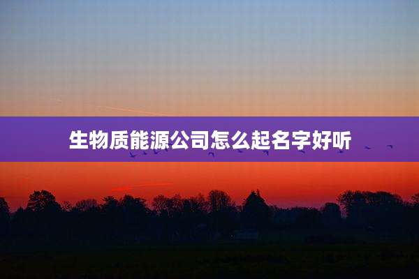 生物质能源公司怎么起名字好听