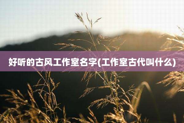 好听的古风工作室名字(工作室古代叫什么)