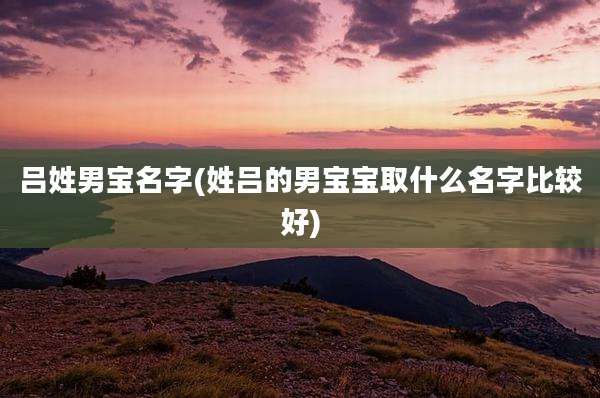 吕姓男宝名字(姓吕的男宝宝取什么名字比较好)