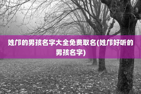 姓邝的男孩名字大全免费取名(姓邝好听的男孩名字)