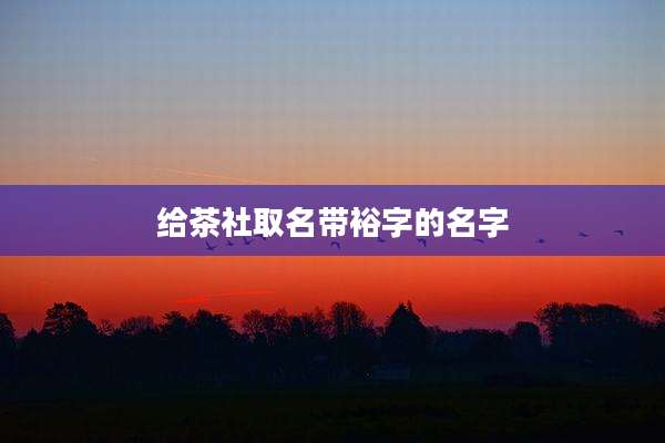 给茶社取名带裕字的名字