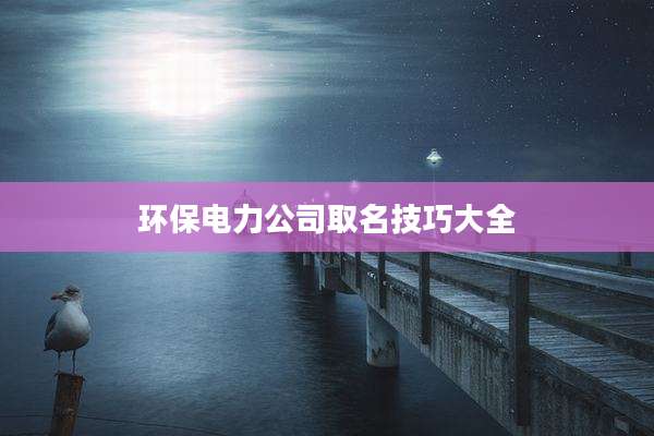 环保电力公司取名技巧大全