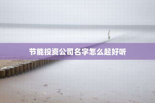 节能投资公司名字怎么起好听