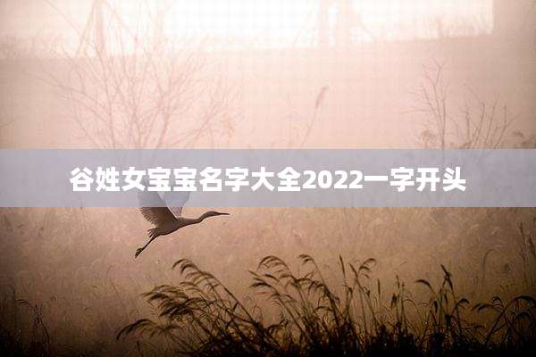 谷姓女宝宝名字大全2022一字开头