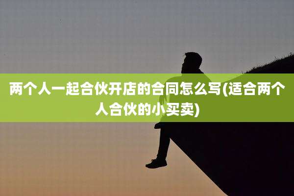 两个人一起合伙开店的合同怎么写(适合两个人合伙的小买卖)