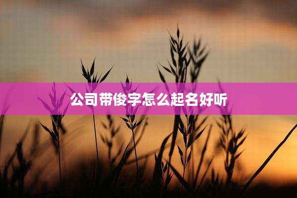 公司带俊字怎么起名好听