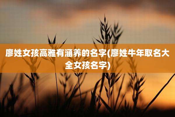 廖姓女孩高雅有涵养的名字(廖姓牛年取名大全女孩名字)