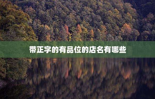 带正字的有品位的店名有哪些