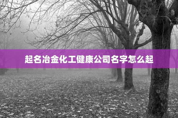 起名冶金化工健康公司名字怎么起