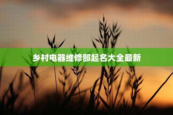 乡村电器维修部起名大全最新