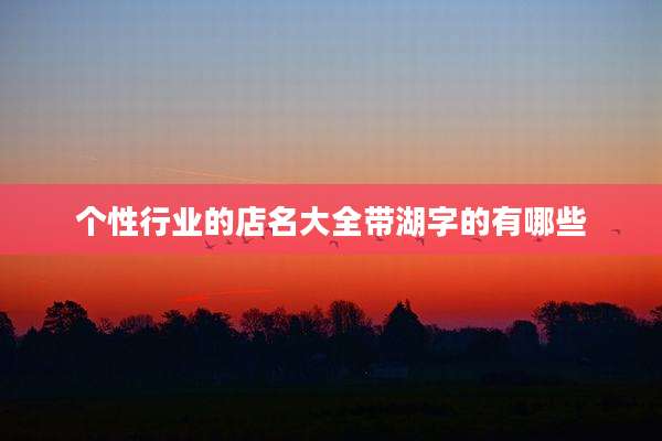 个性行业的店名大全带湖字的有哪些