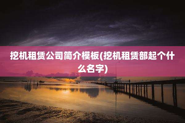 挖机租赁公司简介模板(挖机租赁部起个什么名字)