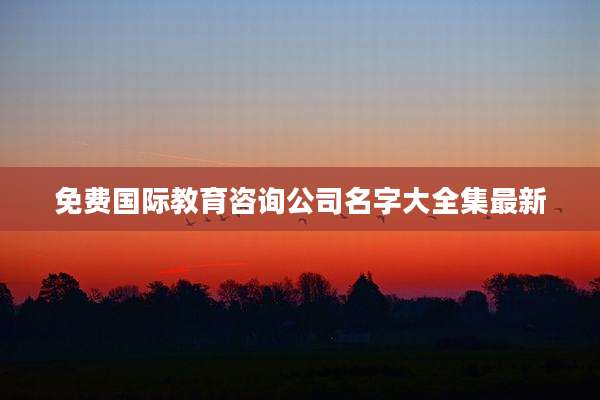 免费国际教育咨询公司名字大全集最新