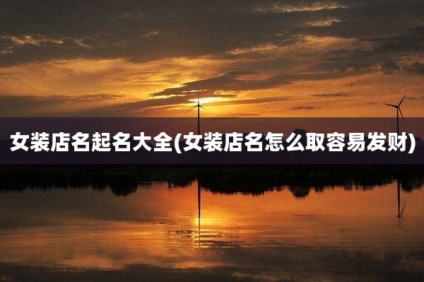 女装店名起名大全(女装店名怎么取容易发财)