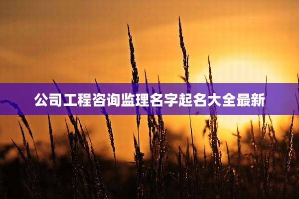 公司工程咨询监理名字起名大全最新