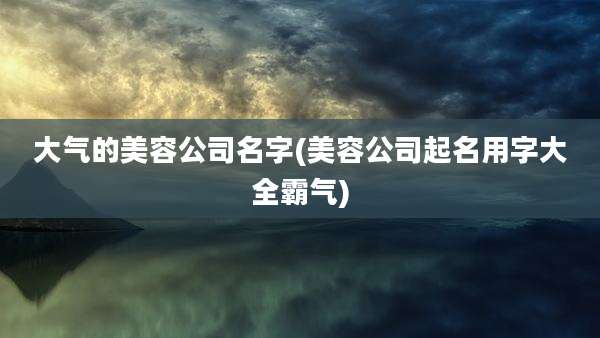 大气的美容公司名字(美容公司起名用字大全霸气)