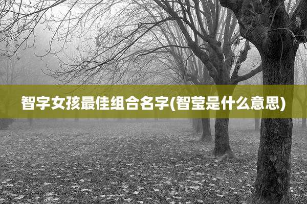 智字女孩最佳组合名字(智莹是什么意思)