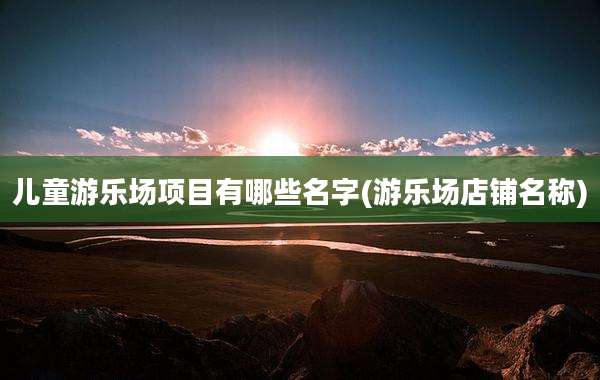 儿童游乐场项目有哪些名字(游乐场店铺名称)